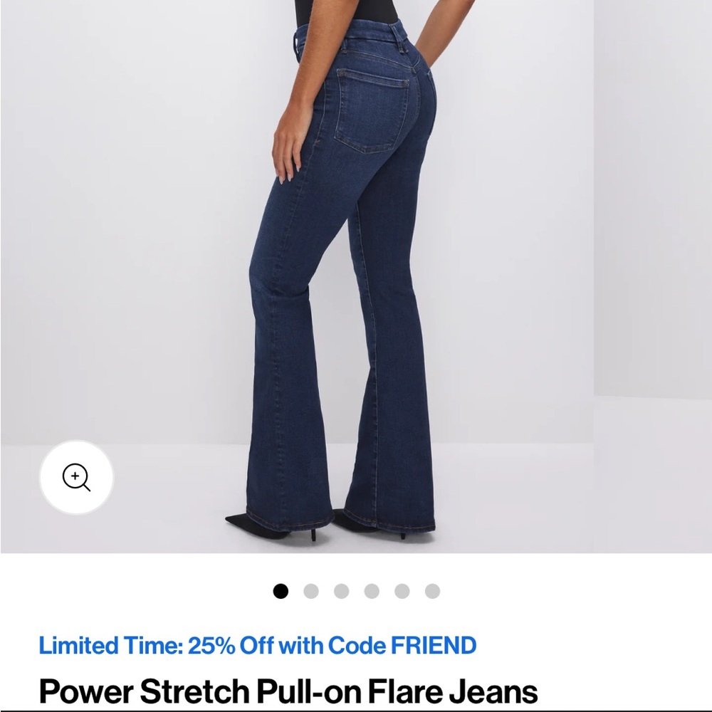 good american Power Stretch Pull-on Flare Jeans - small, indigo491